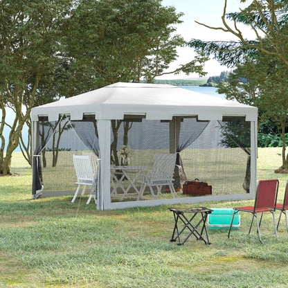 Outsunny Carpa De Jardín 4x3 M Con Mosquiteras Laterales Blanco Y Negro_1