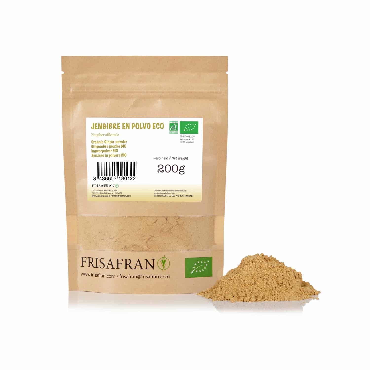 Jengibre En Polvo Ecológico | Calidad | Frisafran 500 G_0