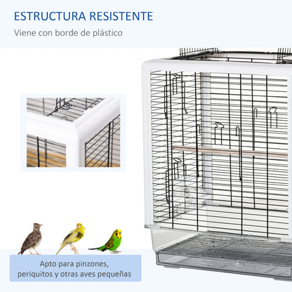 Pawhut Jaula Pájaros Con Techo Abrible 2 Comederos Bandeja Acrílica 47x35x57,5cm_5