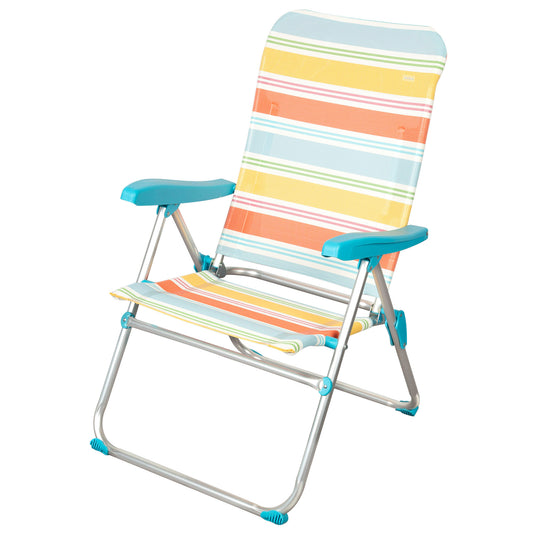 Aktive Silla Playa Plegable Aluminio A Rayas Multicolor 5 Posiciones Con Sistema Antivuelco_0