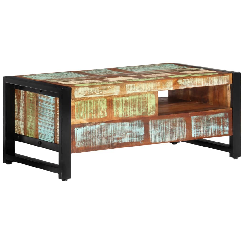 Mesa De Centro De Madera Maciza Reciclada 100x50x41 Cm_1