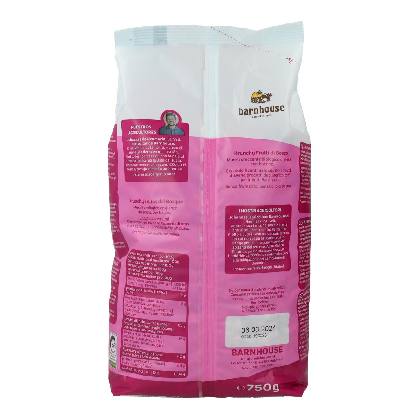 Krunchy Sun Barnhouse Muesli de Frutos da Floresta 750 g