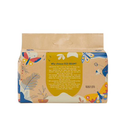 ECOBOOM - Fralda de Bambu Eco Boom. 70% biodegradável, hipoalergénica (tamanho 2/P, 3-8 kg, embalagem de 4 saquetas, total de 144 fraldas)