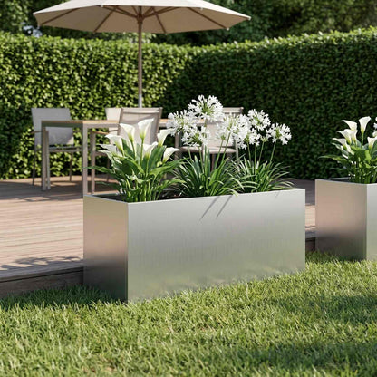 Macetero De Jardín Plateado 80 X 40 X 40 Cm Acero Galvanizado_1