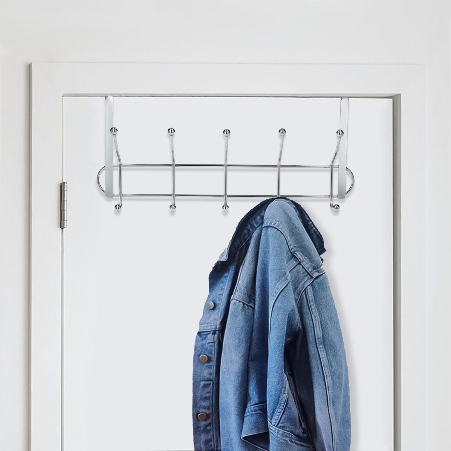 Perchero Cromado Colgante Para Puerta 5/10 Ganchos. Terminacion Metalica.