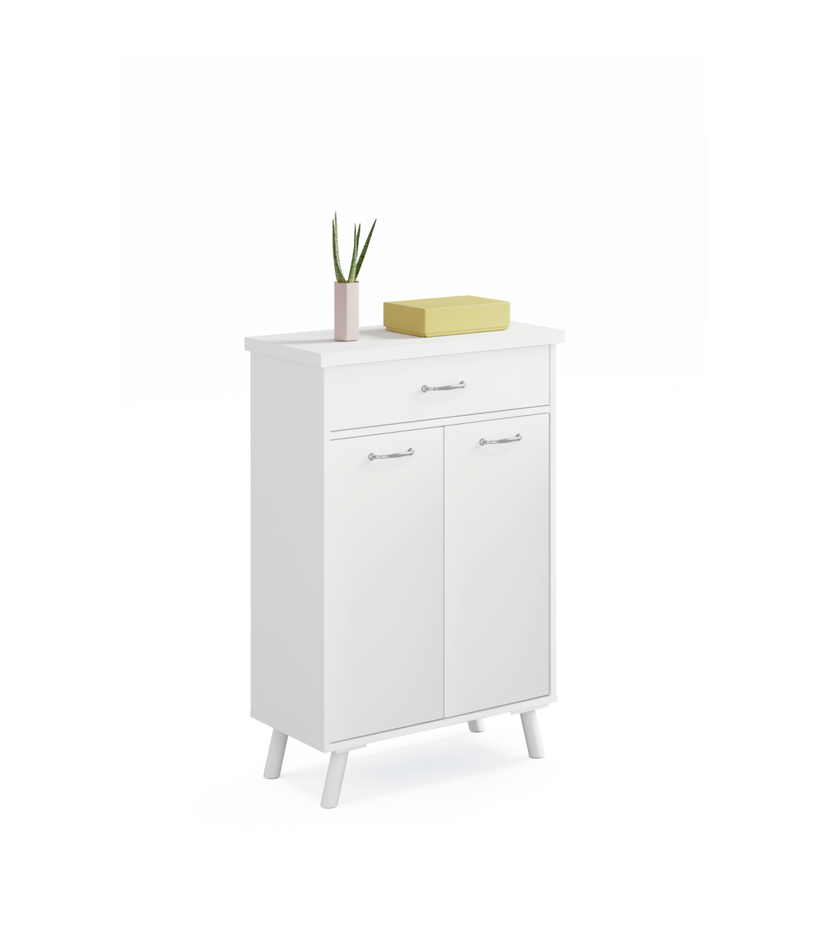 Recibidor Zapatero Dos Puertas Un Cajon Valentina Blanco 65 Cm(ancho) 99 Cm(altura) 35 Cm(fondo)_0