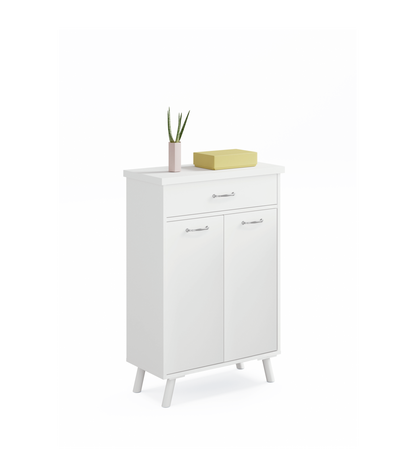 Recibidor Zapatero Dos Puertas Un Cajon Valentina Blanco 65 Cm(ancho) 99 Cm(altura) 35 Cm(fondo)_0