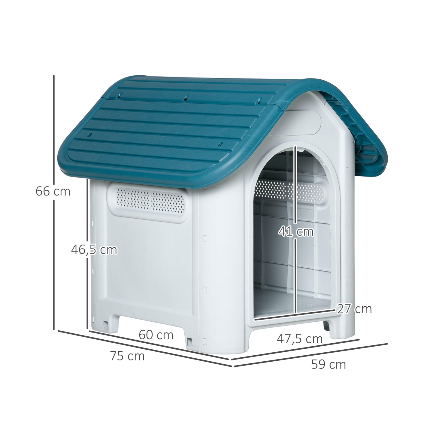 Pawhut Caseta Para Perros Mini Uso Interior Exterior 59x75x66 Cm Azul_2
