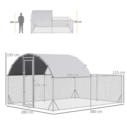 Pawhut Gallinero Exterior Grande De Acero Galvanizado 380x280x195 Cm Con 2 Pisos_2