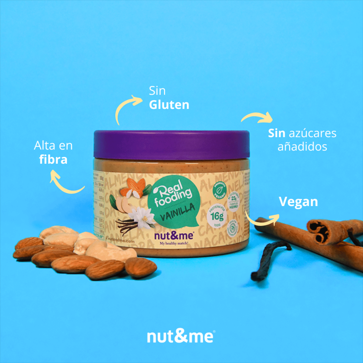 Creme de amêndoa e caju com sabor a baunilha e canela 250 g Realfooding