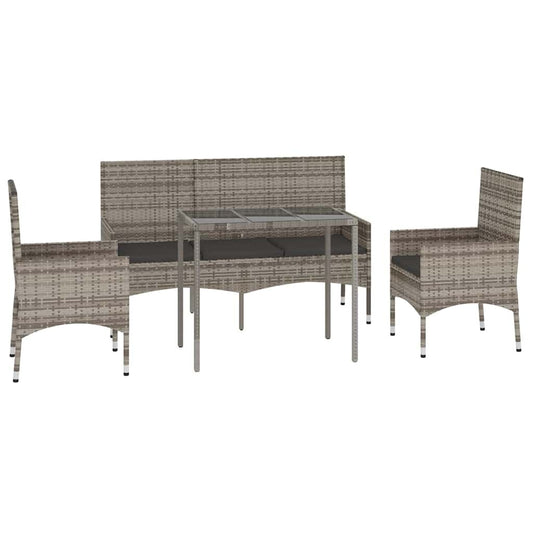 Vidaxl Set De Muebles De Jardín 4 Pzas Y Cojines Ratán Sintético Gris_0