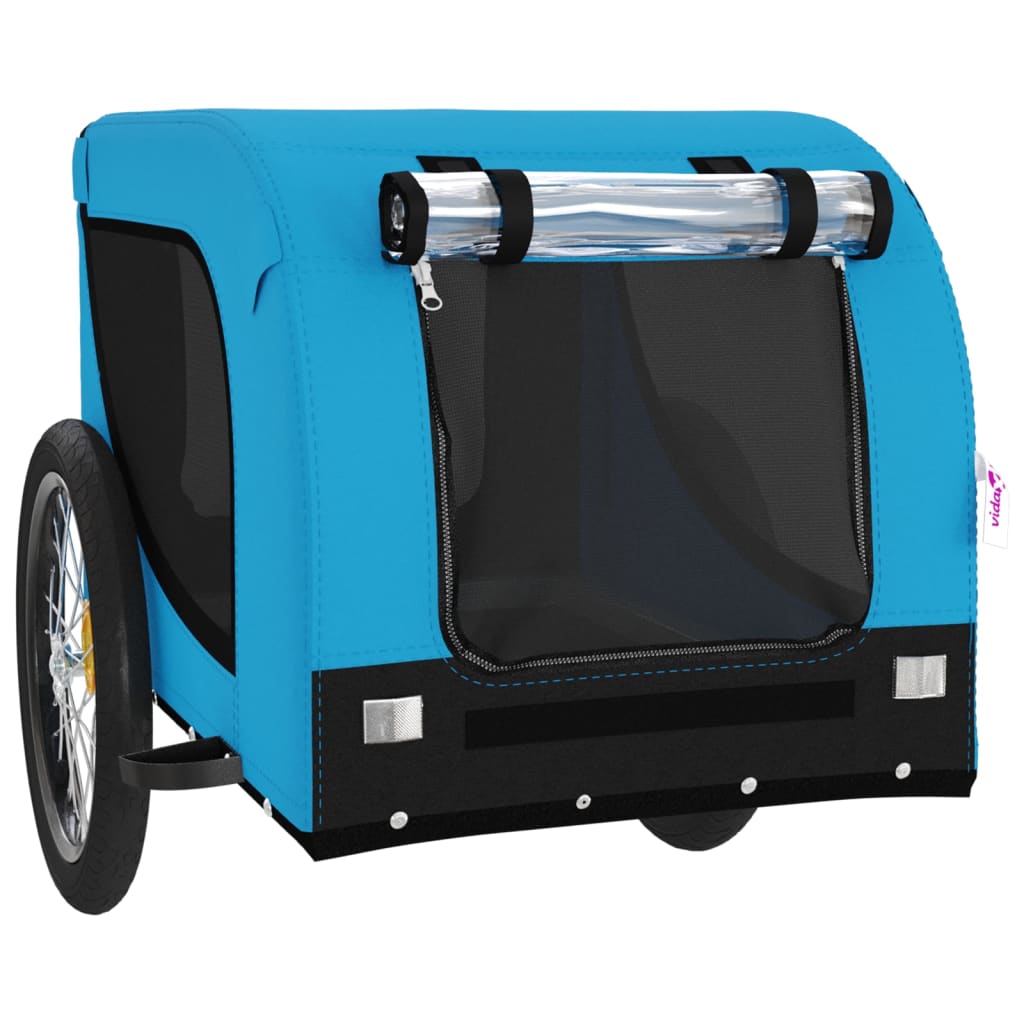 Remolque De Bicicleta Mascotas Hierro Tela Oxford Azul Negro_3