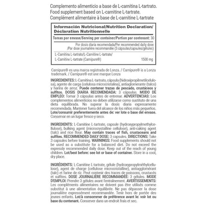 L-carnitina Carnipure® L-tartrato 1500mg - 90 Cápsulas Vegetales - Ayuda A Adelgazar - Masmusculo_4
