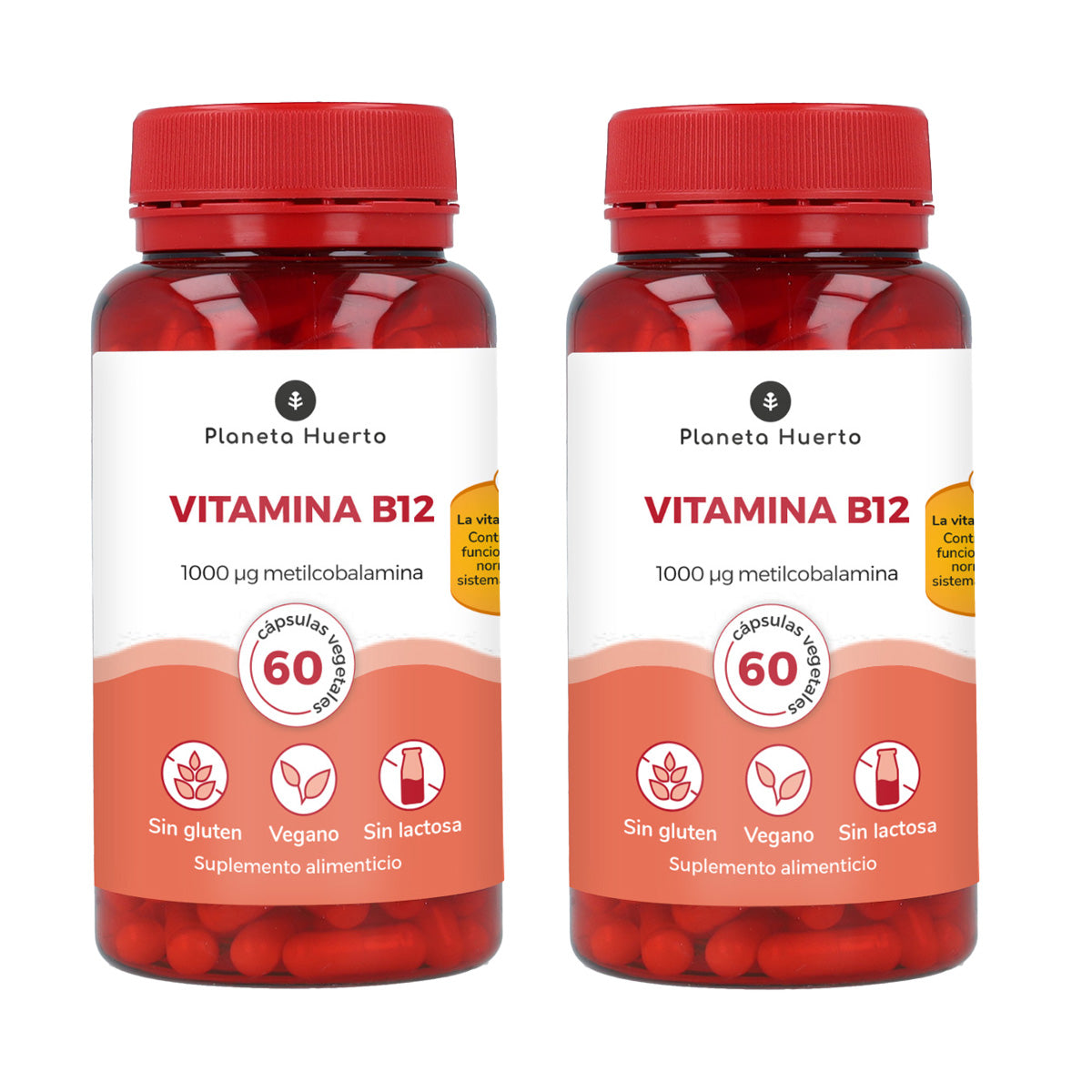 Embalagem 2x Vitamina B12 Planeta Huerto 60 cápsulas