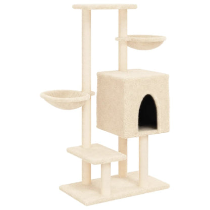 Rascador Para Gatos Con Postes De Sisal Color Crema 117 Cm_0