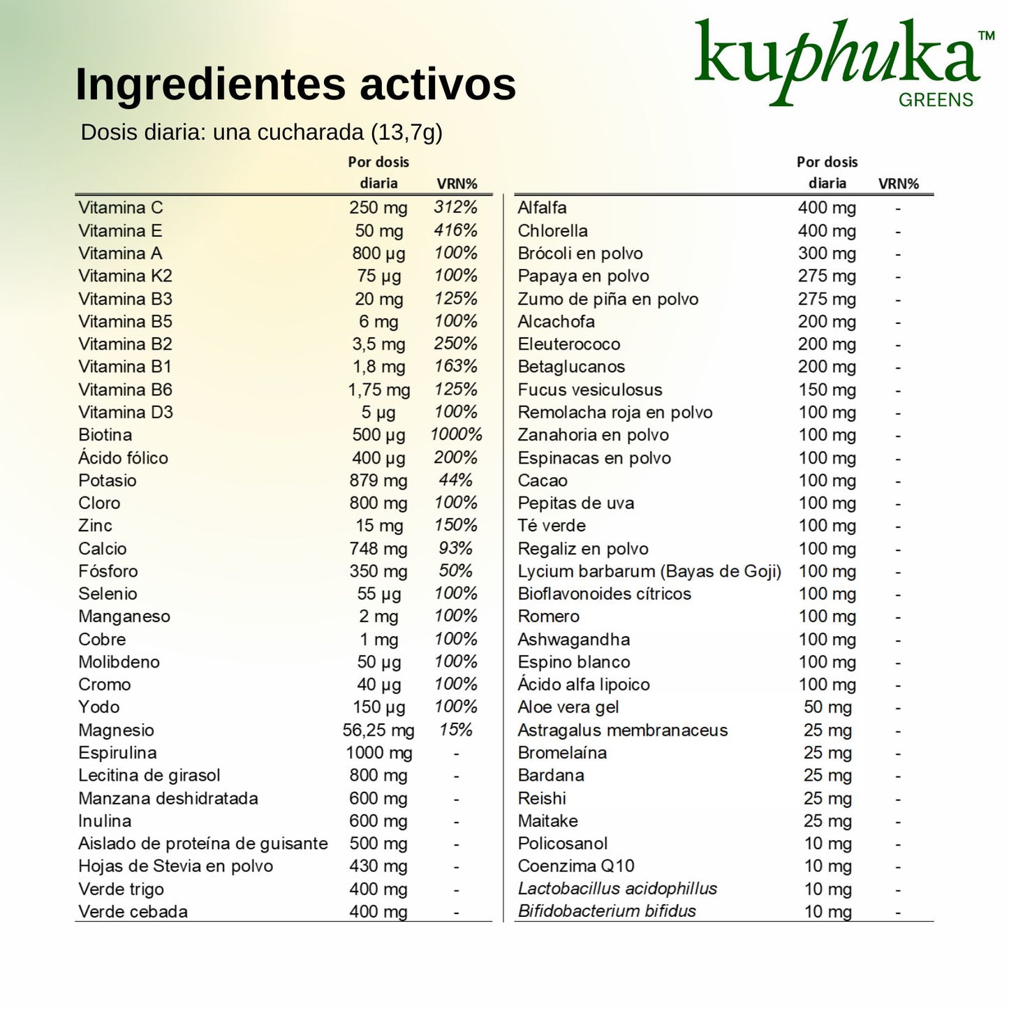 Suplemento Natural en polvo con mas de 70 ingredientes - 30 dosis - sabor Piña/Coco - 411gr - Kuphuka_4