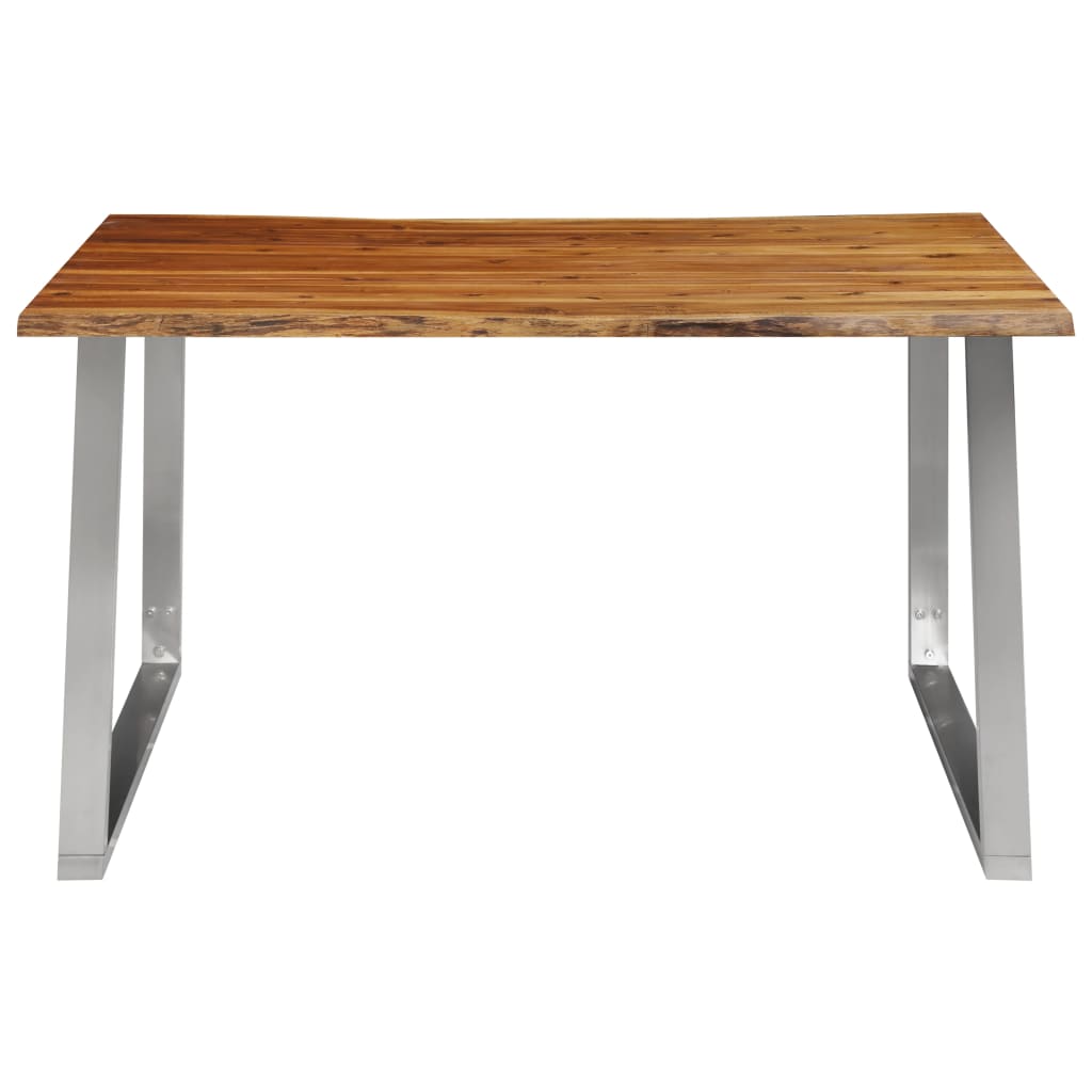 Mesa De Comedor Madera De Acacia Y Acero Inoxidable 140x80x75cm_0