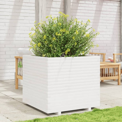 Jardinera De Madera Maciza De Pino Blanca 80x80x72 Cm_2