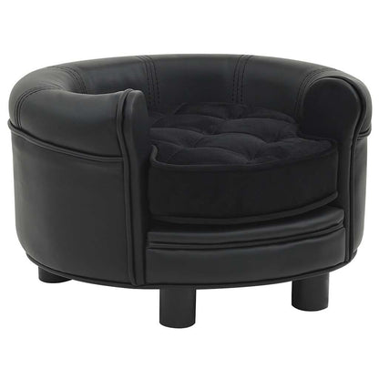 Vidaxl Sofá Para Perros Felpa Y Cuero Sintético Negro 48x48x32 Cm_0