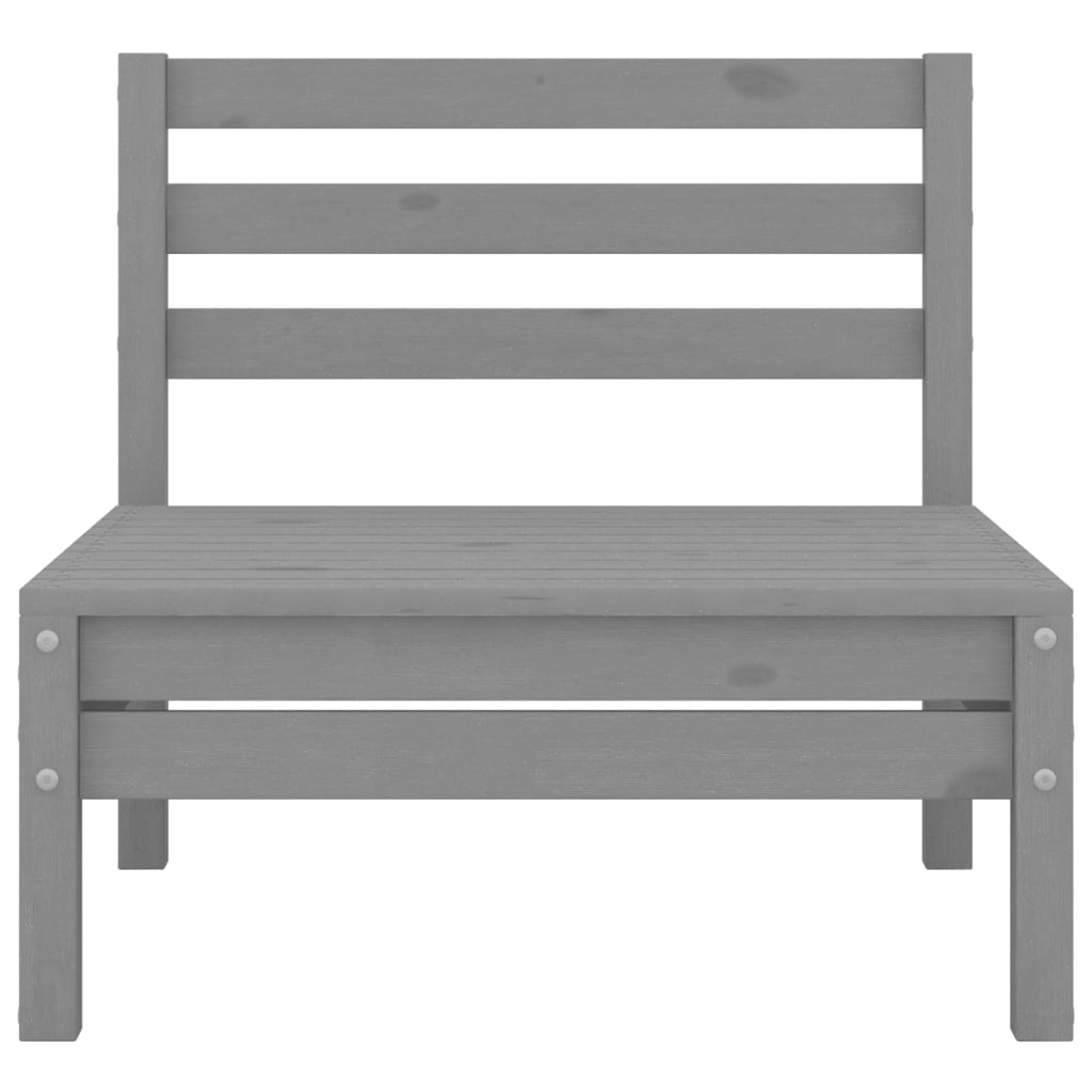 Juego De Muebles De Jardín 9 Piezas Madera Maciza De Pino Gris / Vetonek_5