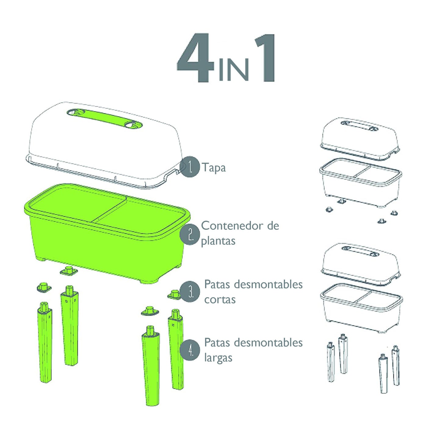 Jardinera Alta 83 L, Con Tapa De Policarbonato, Para Proteger Tus Plantas, Prosperplast Respana Planter Set De Plástico En Color Lima, 96,3 alto, X 7_1