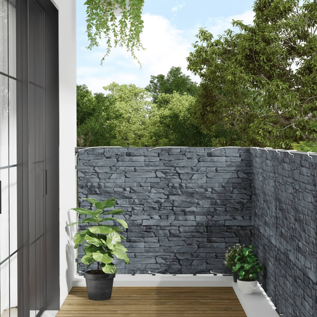 Pantalla De Privacidad De Balcón Pvc Look Piedra Gris 700x120cm / Vetonek_0