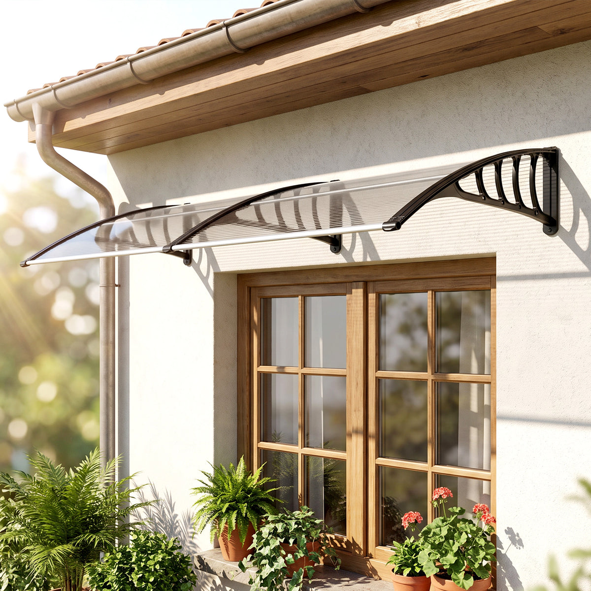 Outsunny Tejadillo De Protección 200x96 Cm Para Puertas Y Ventanas Transparente_4