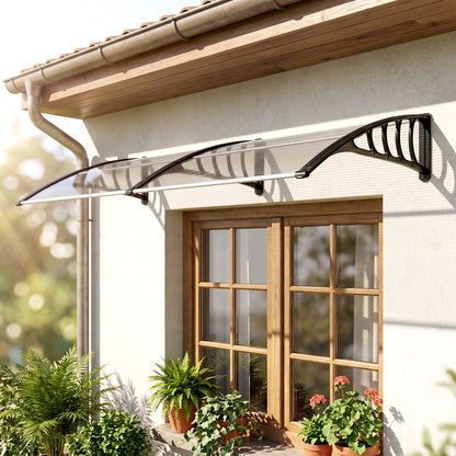 Outsunny Tejadillo De Protección 200x96 Cm Para Puertas Y Ventanas Transparente_4
