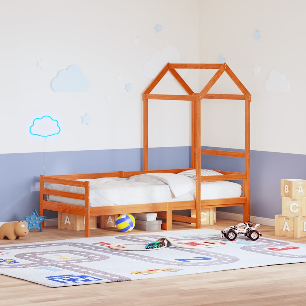Techo De Cama Infantil Madera Maciza Marrón 118x70x176,5 Cm_1