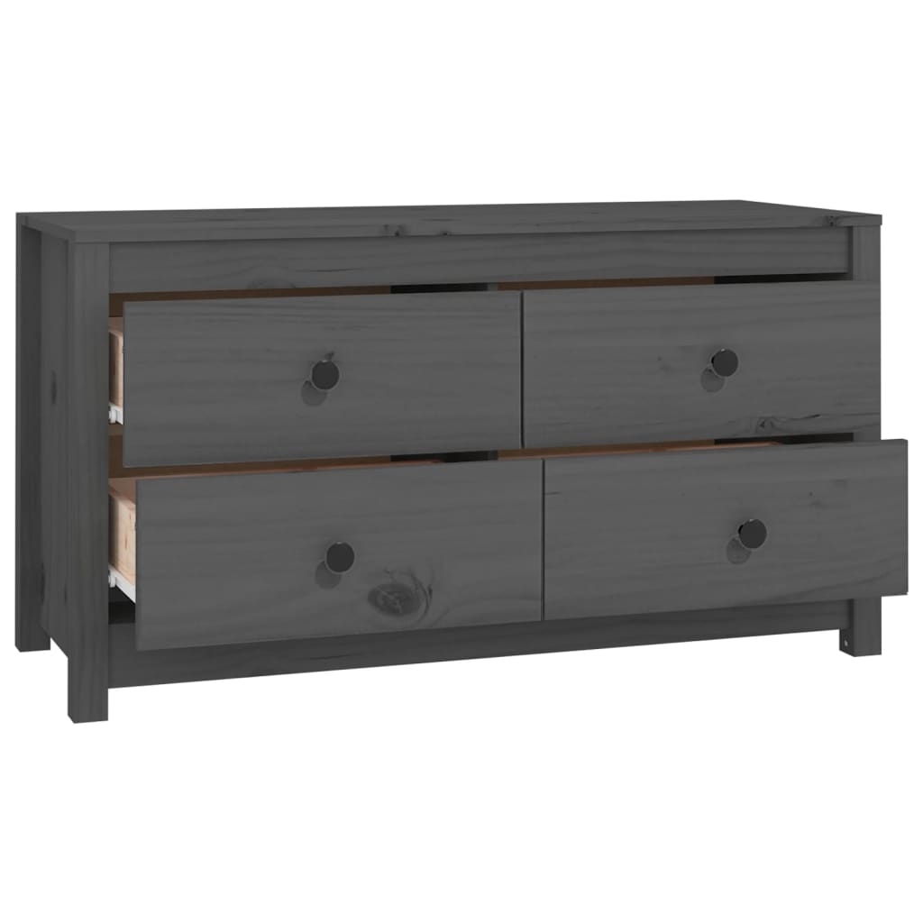 Armario Auxiliar De Madera Maciza De Pino Gris 100x40x54 Cm / Vetonek_0