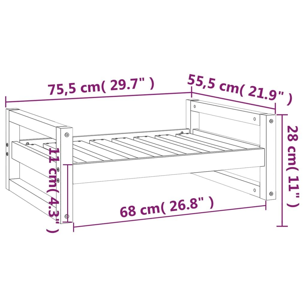 Vidaxl Cama Para Perros Madera Maciza De Pino Negro 75,5x55,5x28 Cm_2