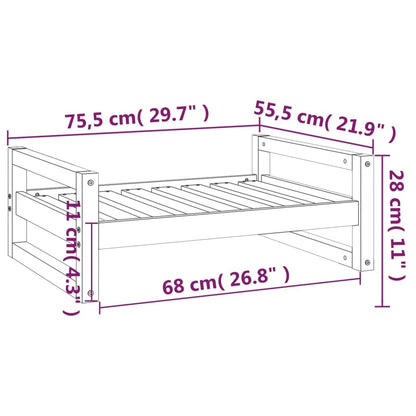 Vidaxl Cama Para Perros Madera Maciza De Pino Blanco 75,5x55,5x28 Cm_2