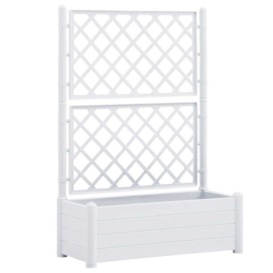 Jardinera Con Enrejado Pp Blanca 100x43x142 Cm_0