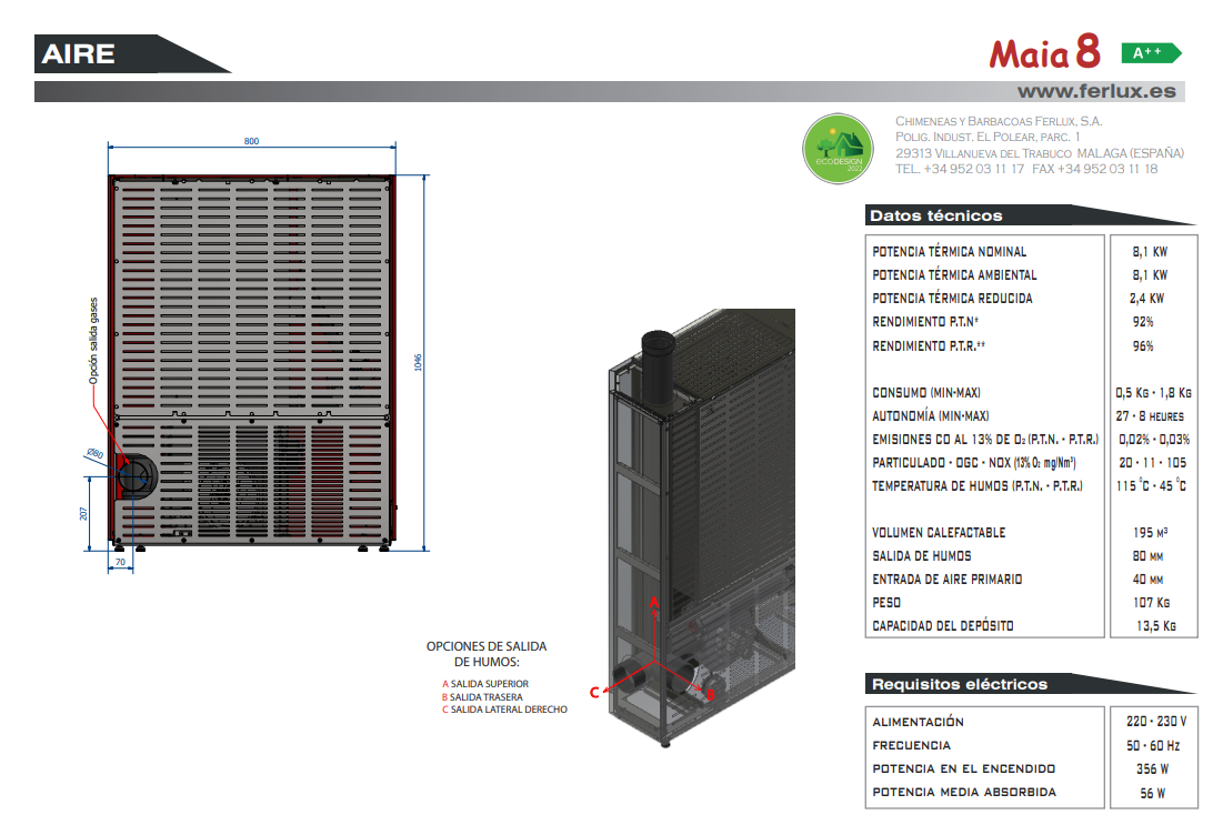 Bricosol Estufa De Pellets Maia 8 Negro De Ferlux_4