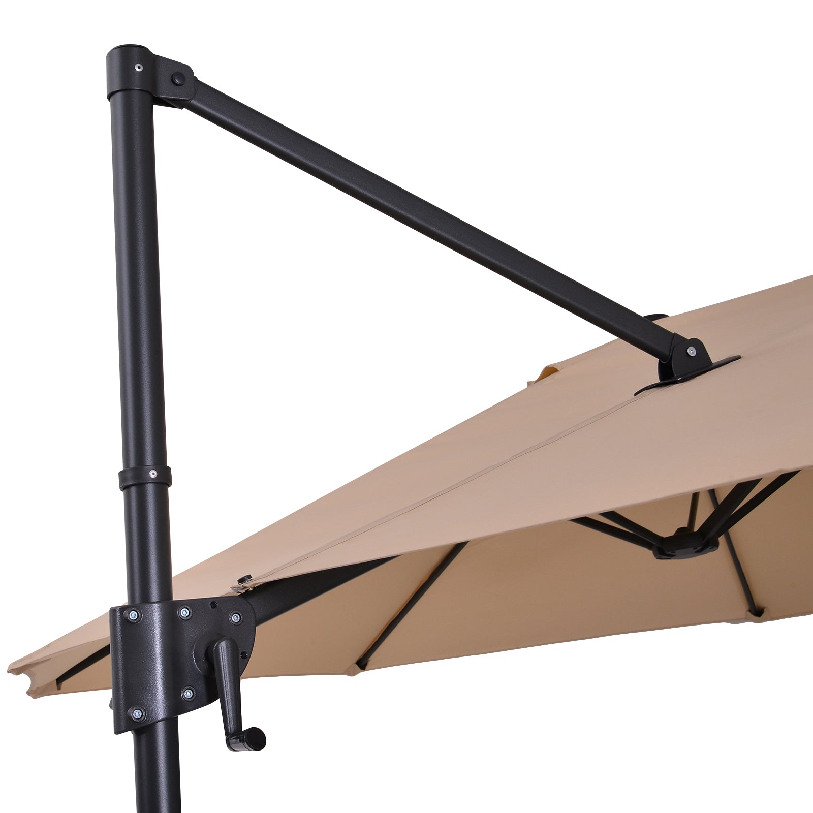 Conjunto De Sombrilla Doble Beige Outsunny 270x445x260 Cm Con Base Rellenable De 4 Piezas_3