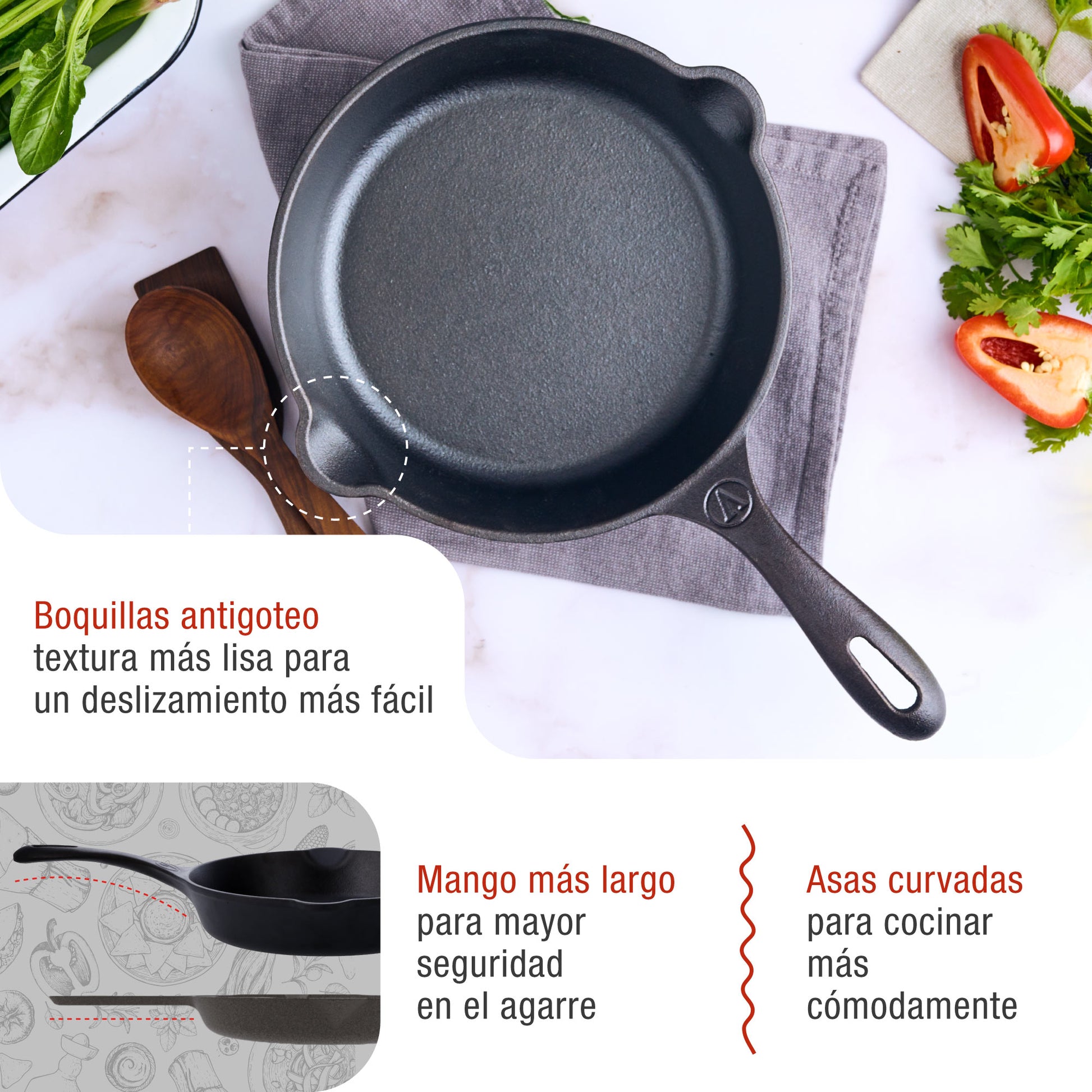 Victoria Sartén Hierro Fundido Esmaltado Inducción 16,5cm, Apta Fuego, Barbacoa, Horno Cast Iron Skillet, 36652, Negro_2