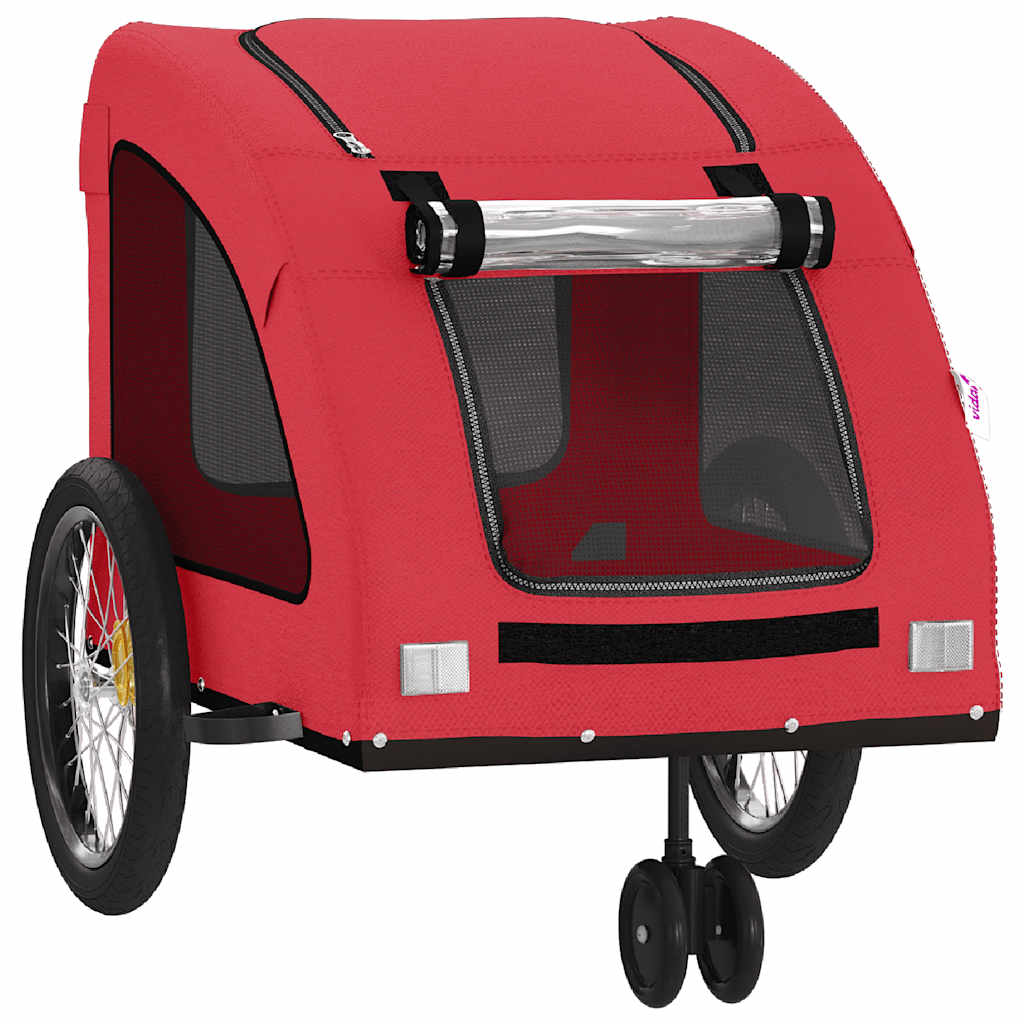 Remolque De Bicicleta Mascotas Hierro Tela Oxford Rojo_4