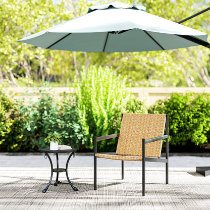 Outsunny Silla De Ratán De Jardín Individual Con Reposabrazos Respaldo Inclinado_3