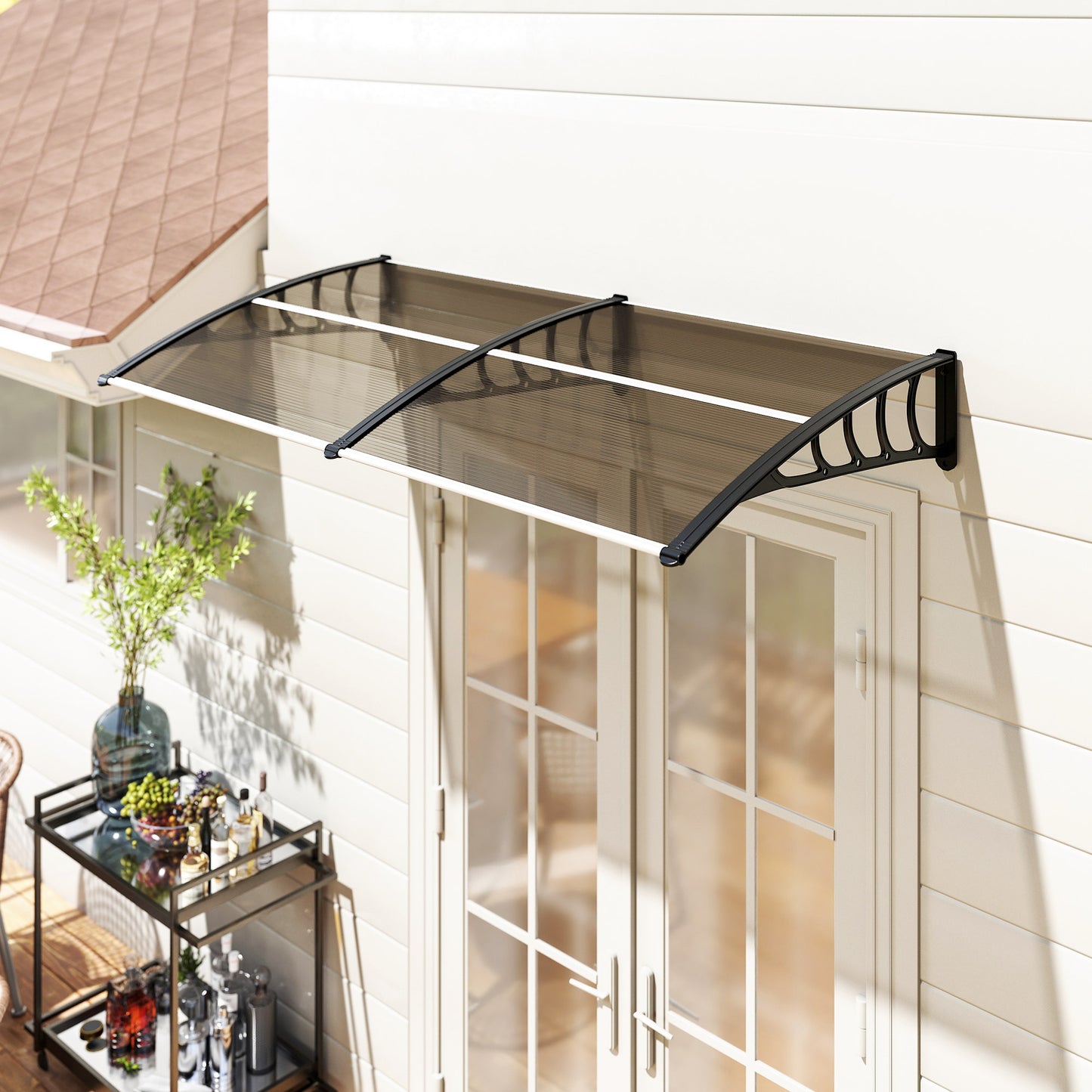 Outsunny Tejadillo De Protección 200x96 Cm Para Puertas Y Ventanas Marrón_1