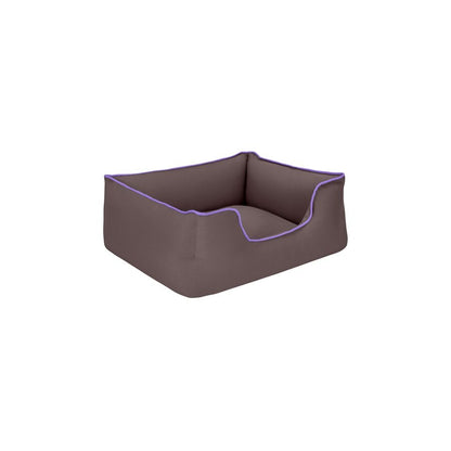 Cama Rectangular Confortable Impermeable Para Perro Wuapu Begur 60x50 Cm Marrón Con Detalle Lavanda_1
