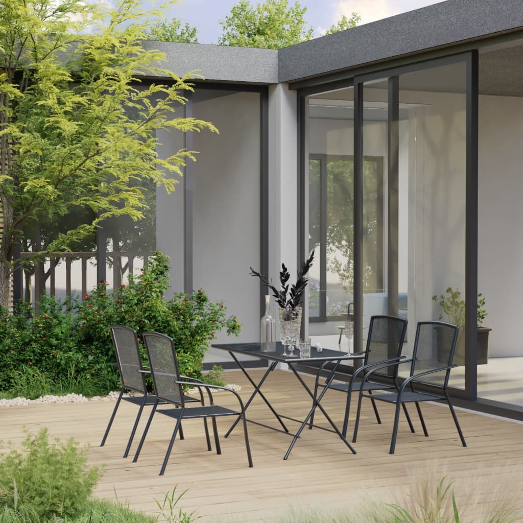 Vidaxl Juego Muebles De Comedor De Jardín De 5 Piezas Acero Antracita_1