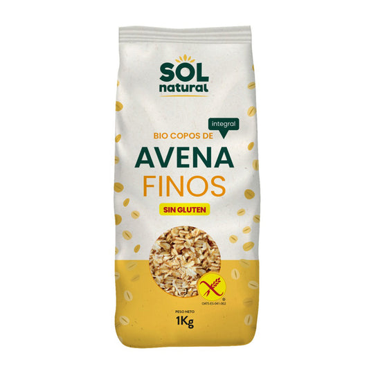 Flocos de Aveia Integral Finos Biológicos Sem Glúten Sol Natural 1 kg
