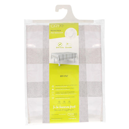Mantel Hule Rectangular Cuadros Beige Impermeable Antimanchas Pvc 140x250 Cm.  Recortable Uso Interior Y Exterior_2