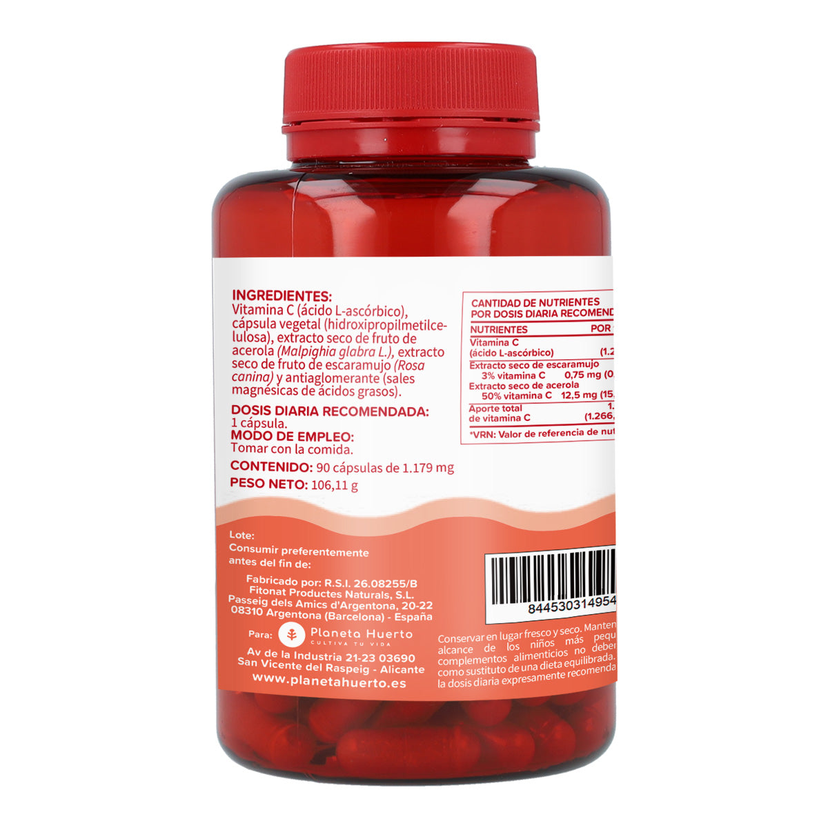 Vitamina C 1000 mg Planeta Huerto 90 cápsulas vegetais
