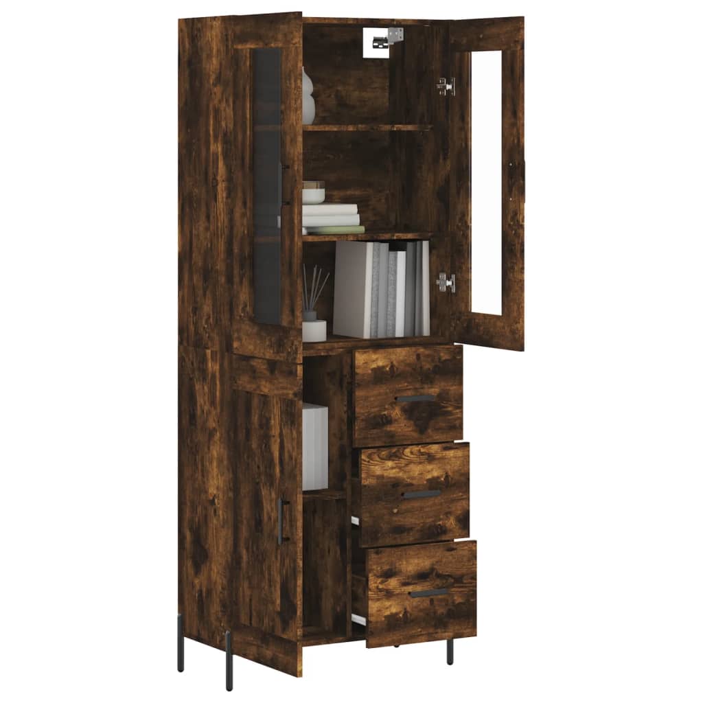 Aparador Alto Madera Contrachapada Roble Ahumado 69,5x34x180 Cm_2