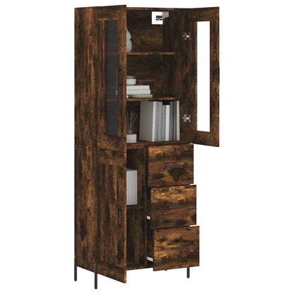Aparador Alto Madera Contrachapada Roble Ahumado 69,5x34x180 Cm_2