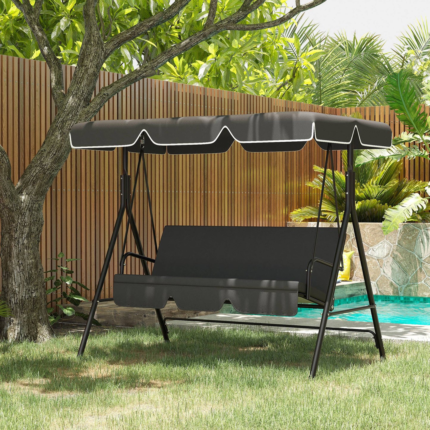 Outsunny Toldo De Repuesto Para Columpio De 3 Plazas 156x117x15 Cm Gris_1