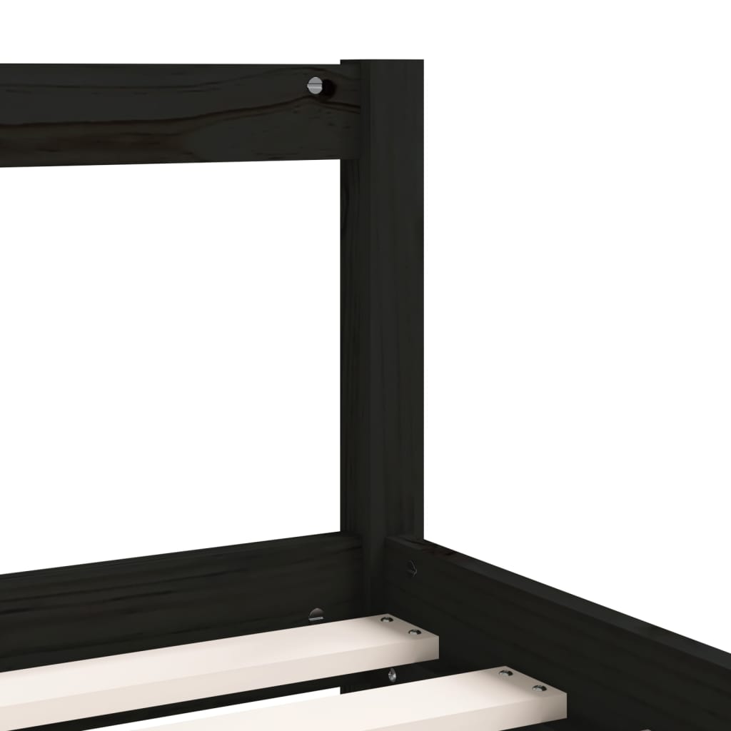 Estructura De Cama Para Niños Madera De Pino Negro 80x160 Cm / Vetonek_1