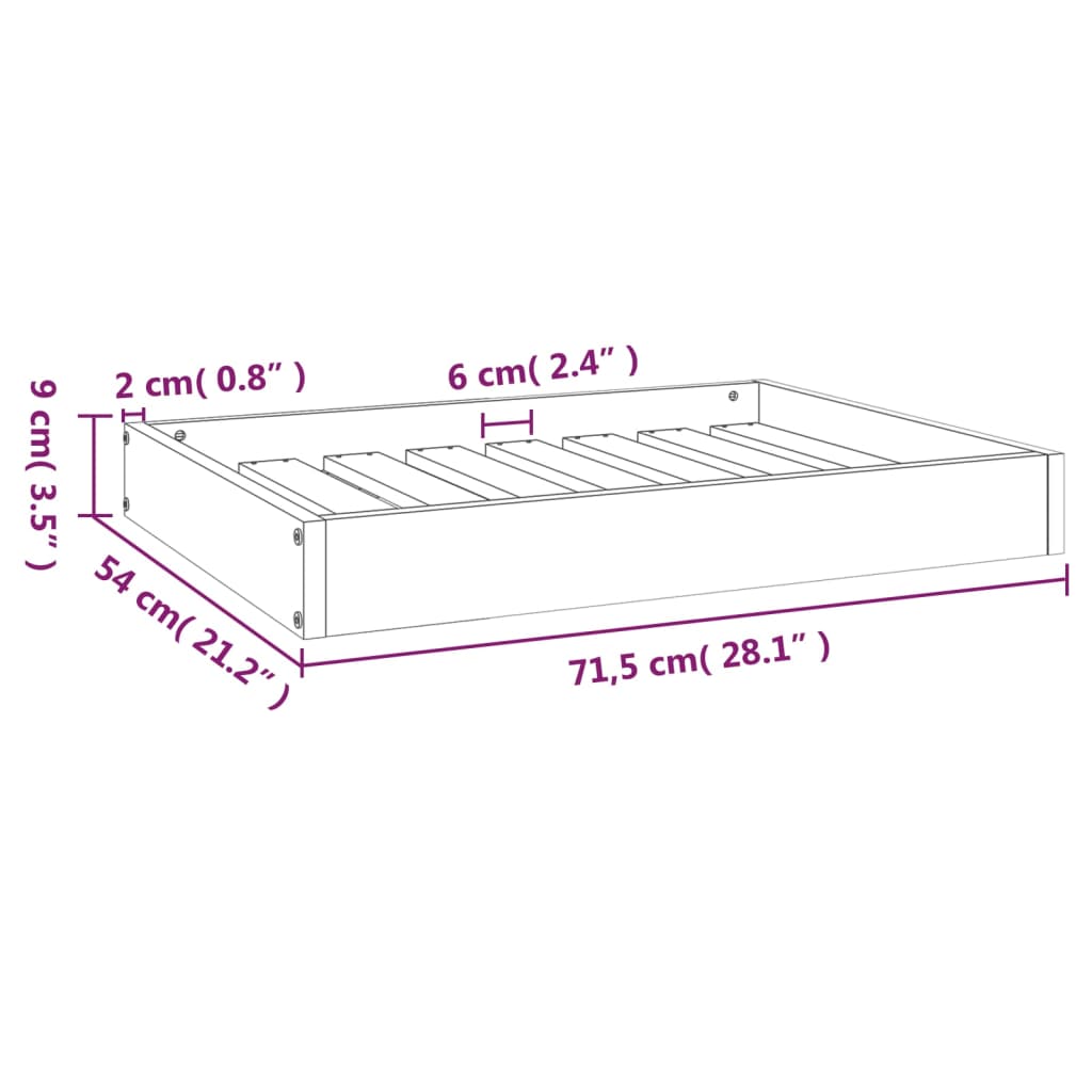 Cama Para Perros Madera Maciza De Pino Negro 71,5x54x9 Cm / Vetonek_4