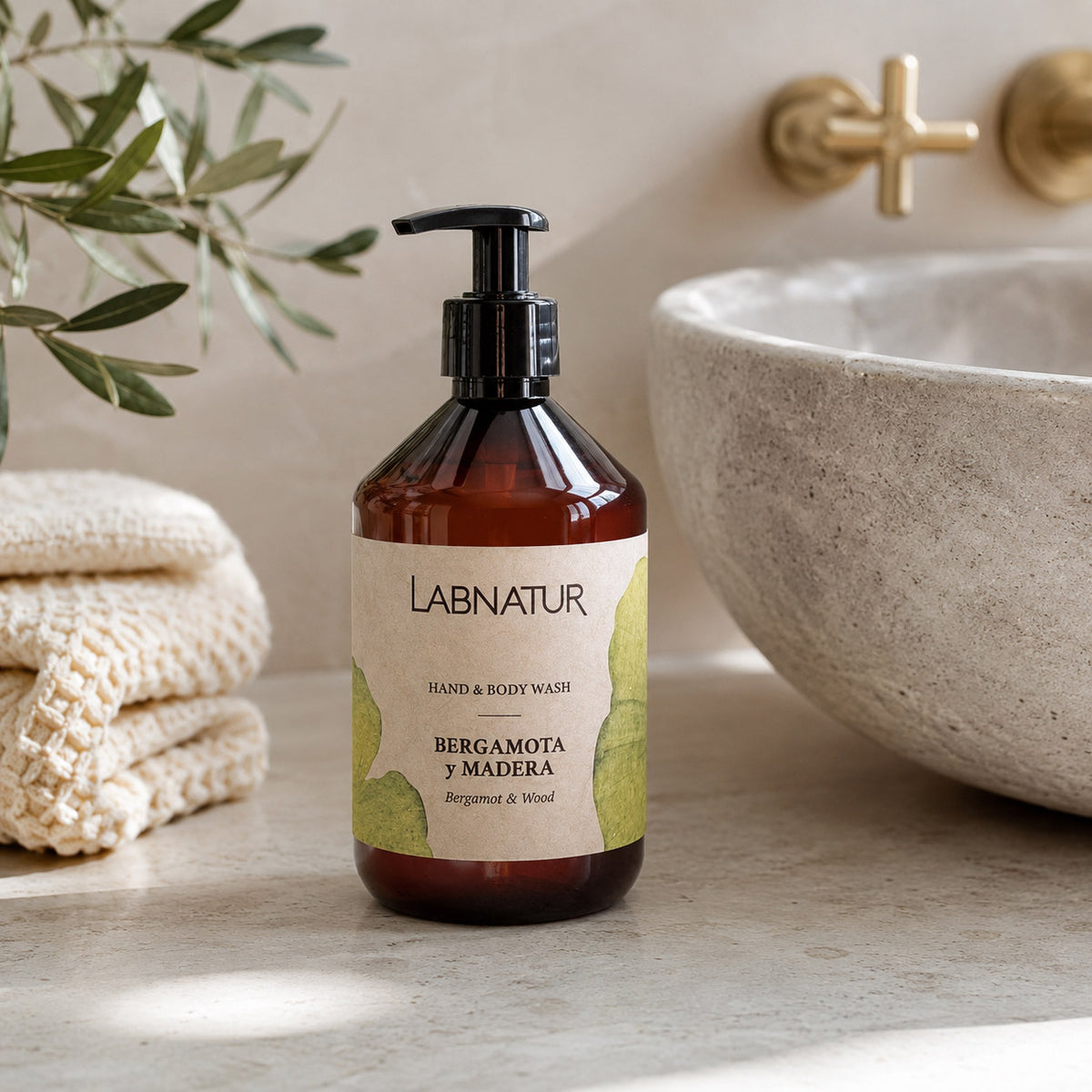 Jabón Manos y Cuerpo Bergamota y Madera Labnatur 500 ml | Aroma Amaderado y Cítrico | Limpieza Suave | Vegano_1